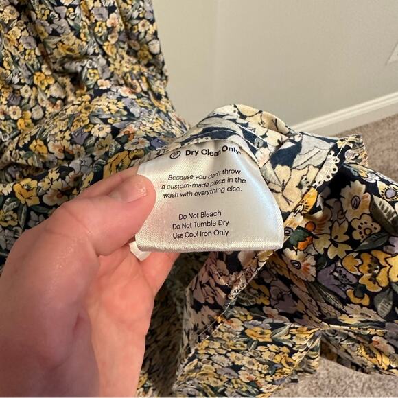 Fame and Partners Blue Yellow Floral Cotton Maxi Dress 2 - Picture 8 of 14